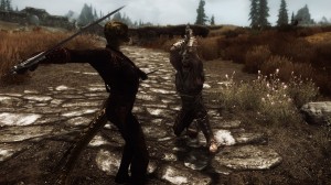 Avingard Battling an Assassin from the Dark Brotherhood.